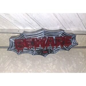 Take One 2008 Vintage BEWARE Animated Lights & Sounds Sign Halloween Scary Decor
